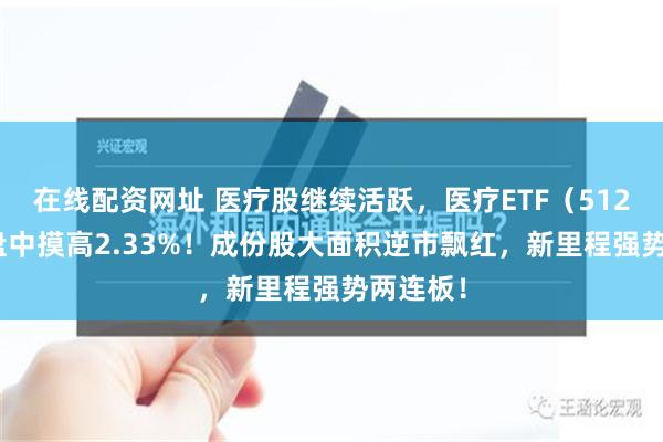 在线配资网址 医疗股继续活跃，医疗ETF（512170）盘中摸高2.33%！成份股大面积逆市飘红，新里程强势两连板！