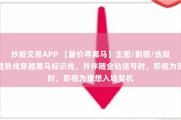 炒股交易APP 【量价寻黑马】主图/副图/选股指标，量价趋势线穿越黑马标识线，并伴随金钻信号时，即视为理想入场契机